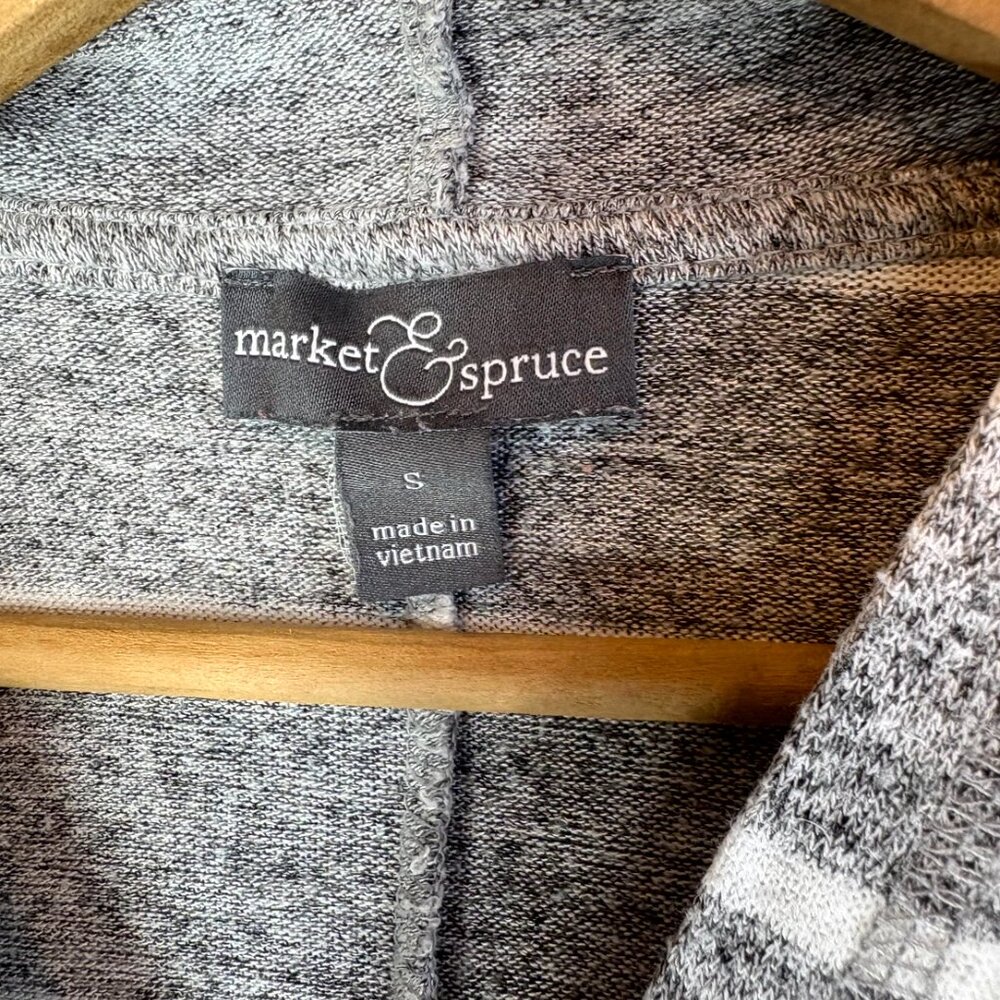 Market & Spruce Gray Striped Hooded Pullover Tunic Length - Picture 3 of 4